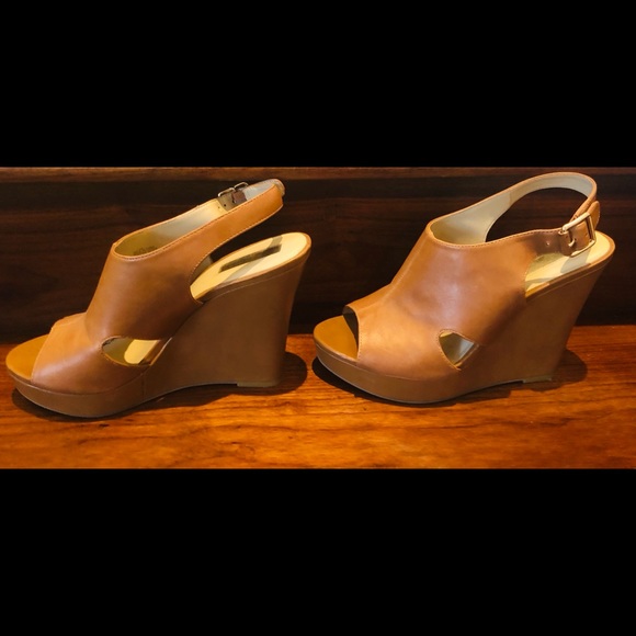 INC International Concepts Shoes - INC Leather Sling-back Open Toe Platform Wedge